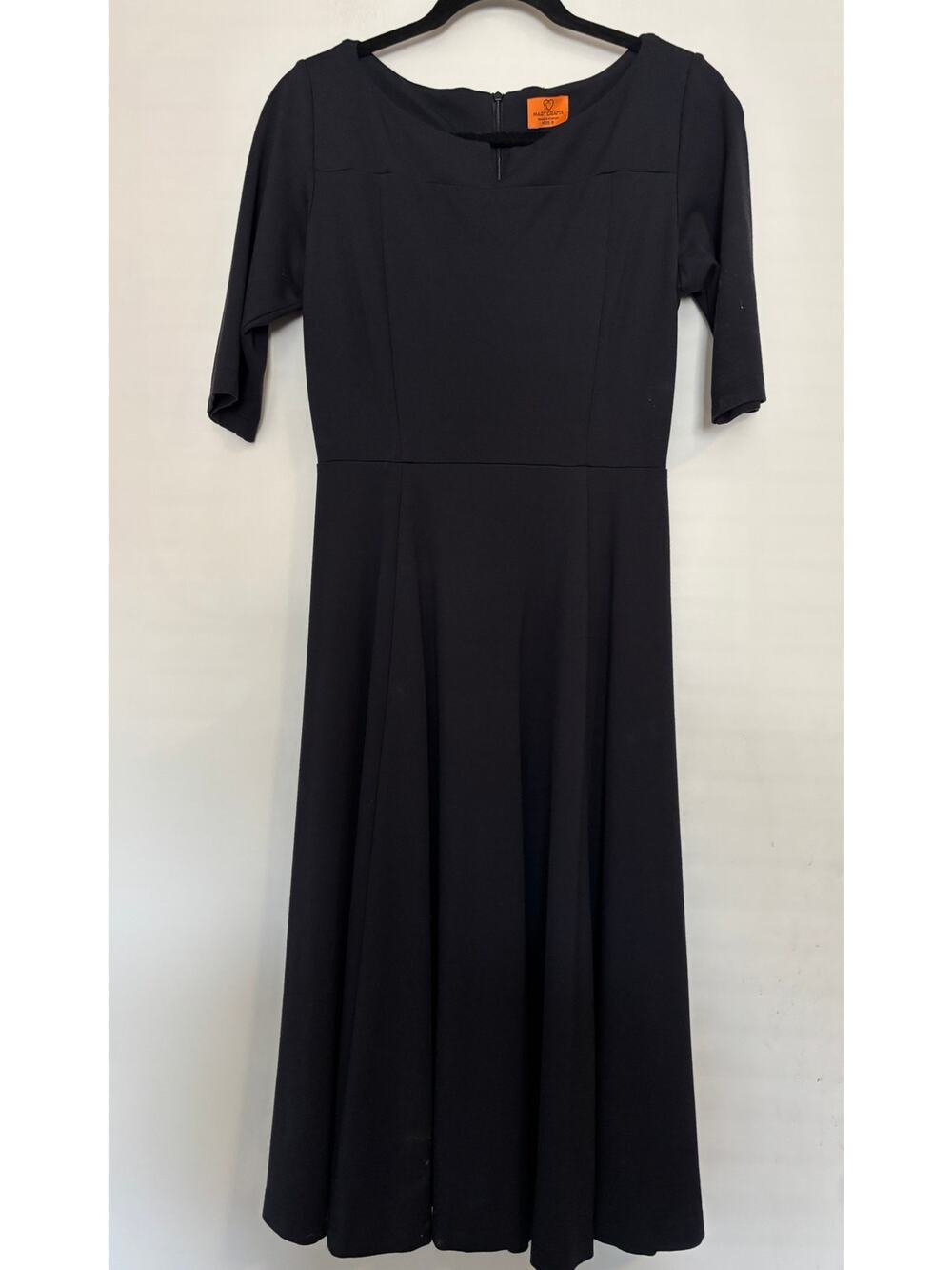 Mary Crafts Fit & Flare Tea Midi Office Dress, Black, Size 8